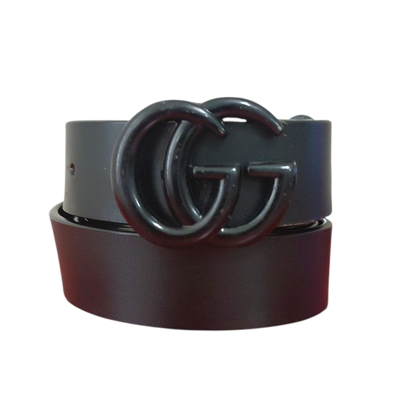 Gucci Black Leather Belt with Black GG Buckle Men's Size XXL - Picture 1 of 10